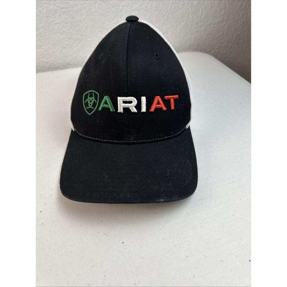 Ariat Black Trucker Hat‎ Cap Adjustable Logo Embroidered